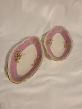 Antique Lamberton Scammell China Waldorf Astoria Pair Oval Dishes Hand Painted  picture