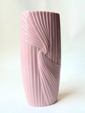 VINTAGE 1980s Avon Pink Porcelain Silk Swirl Bud Vase - Art Deco Revival Decor picture