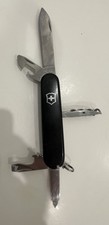 Swiss Officers Tourist Pocket Folding Knife Victorinox Black Handle picture