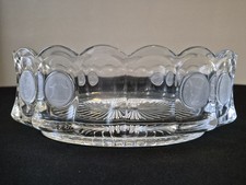 Fostoria Coin Clear Oval Bowl Liberty Bell 1886 Scalloped Glass Vintage picture