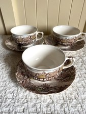 VTG OLDE ENGLISH COUNTRYSIDE Tea Cup and Saucer Set Of 3 Johnson Bros England picture