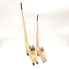 Vtg Bali Wood Long Tail Cat Pair 18