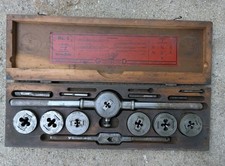 Vintage GTD Greenfield Little Giant No. 5 Tap & Die Screw Plate Set NC Wood Box picture