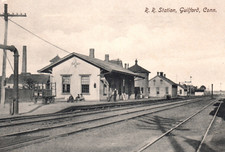 Guilford CT Connecticut Railroad Station Railway Depot Postcard picture