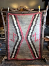 Circa 1930's Handmade Navajo Eye Dazzler Rug Naturally Dyed picture