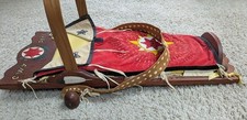 Vintage Cree Cradleboard Hand Beaded Carved Wood Native American Display picture