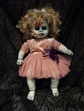 OOAK Creepy Doll 22 In Tall Halloween Prop Handmade Sits And Lays Down Large picture