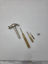 Vintage Gam Mfg 7 Oz Claw Hammer With Brass Nesting Slotted Screwdriver USA picture