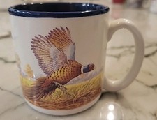 1990 Potpourri Press Ringtail Pheasant 10oz Ceramic Mug Blue Interior picture
