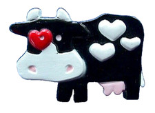 Hallmark PIN Valentines Vintage COW HEARTS B&W Holiday Brooch picture