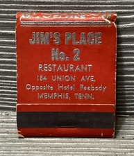 Vintage Jim's Place No. 2 Restaurant Memphis Tennessee Full Matchbook picture