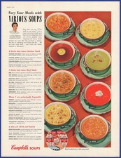 Vintage 1954 CAMPBELL'S Soups Food Kitchen Décor Ephemera 1950's Print Ad picture