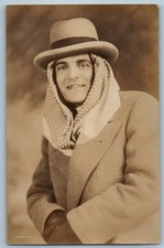 c1910's Smiling Man Unusual Fashion Portrait Studio RPPC Photo Antique Postcard picture