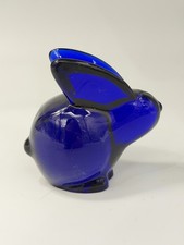 Oneida Cobalt Blue Crystal Glass Bunny Rabbit Figurine picture