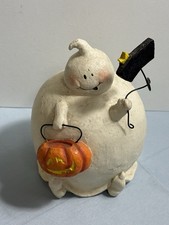 Vintage Halloween Ceramic Ghost Candle Holder Pumpkin Head Cannon Falls picture
