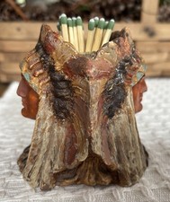 ANTIQUE CIGAR STORE Tobacco Shop INDIAN BUST COUNTER Matchstick Display 2 Sided picture
