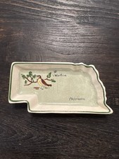 Vtg Rare Annie Laura Nebraska State Ceramic Tray Valentine Nebraska Bird Dish picture