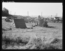 Photo:Malin Oregon 1939 Squatter Camp Entering Potato Town Tents Trucks picture
