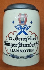 Beer Mug Ceramic Tin Lid for the 9th German Singer League Festival Hanover 1924 AS44 picture
