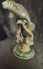 Antique Bronze Manatee Mommy and Baby with Friends 16