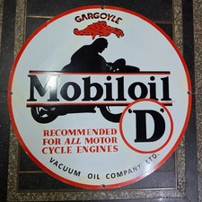 MOBILOIL D PORCELAIN ENAMEL SIGN 29 X 29 INCHES picture
