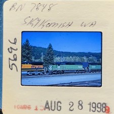 Vintage 35mm Slide 1998 BNSF Burlington Northern Locomotives Skykomish WA Train picture