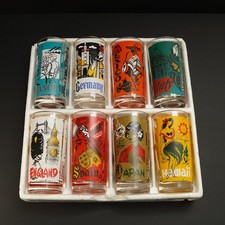 1961 Coca-Cola Around World Glasses Complete Set 8 NOS Original Foam Box MINT picture