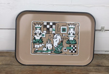 Vintage ING-RICH Tray Porcelain Painted Enamel Chess Pieces King Queen Rook RARE picture