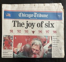 Chicago Tribune June 15 1998 Michael Jordan Bulls “The Joy of Six” newspaper picture
