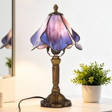 8 In Tiffany Blue Petal Shaped Lampshade Desk Lamp, Desktop Home Decoration Lamp picture