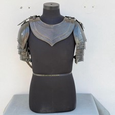 Medieval Black Templar Pair Of Pauldrons With Gorget Armor Larp Armor Cosplay & picture