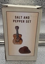 Cracker Barrel Guitar & Cowboy Hat Salt/Pepper Shaker Set Western Decor NEW NIB picture