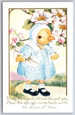 Easter Fantasy~Lil Girl Chick~Blue Dress & Bonnet~Blossoms~ART DECO Whitney Made picture