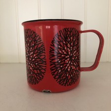 Vintage Arabia Tuulenpesa Finel Finland Enamel Cup Mug Red Black MCM 3