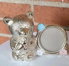 2 Vintage Oneida Silver Plate Teddy Bear Baby Bank Picture Frames Made in Japan picture