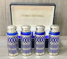F.B. Rogers Silver Co. Cobalt Blue Salt & Pepper Shakers Japan Vintage picture