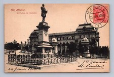 Antique Spain Postcard MADRID Estatua de Moyano 1908 to Chicago IL picture