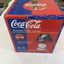 Vintage 1997 Coca-Cola Polar Bear Bottle Cap Table Lamp with Shade and Box picture