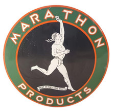 Marathon runner gasoline porcelain enamel sign 48 inches round 4 feet dsp sign picture