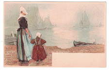 1905 MOM & CHILD H. CASSIERS ARTIST SIGNED VOLENDAM NETHERLANDS POSTCARD picture