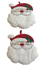 Vintage 1987 W C Imports Santa Face Trivet Hot Pads Wall Decor Set of 2 picture