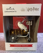 Hallmark Harry Potter Luggage Trolley Hedwig Owl Christmas Holiday Ornament 2022 picture