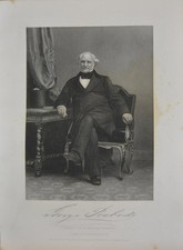 Antique United States Art Engraving Philanthropist George Peabody Original 1860 picture
