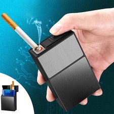Cigarette Case Tobacco Box w/Windproof Electric Lighter USB Rechargeable picture