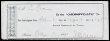 1851 The Commonwealth Boston MA Victorian Newspaper Subscription Receipt picture