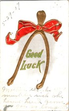 Good Luck Wishbone Embossed Greetings Postcard Posted 1907 Tucson Arizona picture