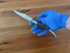 4.9” Spanish Navaja Serrana Folding Pocket Knife Red Stamina Wood Handle picture