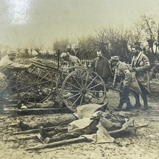 1918 Bois France Arrival of the Dead at Cemetary Postmortem WWI Stereoview H4-5 picture