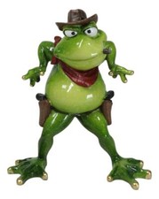 Wild West Cowboy Toad Frog In Standoff With Hat Cigar And 2 Pistols Figurine picture