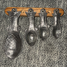 The Tin Woodsman Pewter Co. Handmade Pewter Spoon Set with Wooden Rack picture